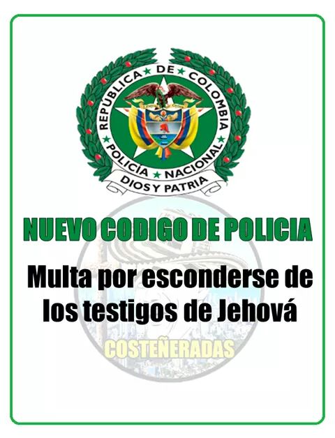 Lanzadardos_'s tweet photo. #NuevoCodigoDePolicia #MultaPor esconderse a los testigos de Jehová $870.000 https://t.co/BYr9wTIIzN
