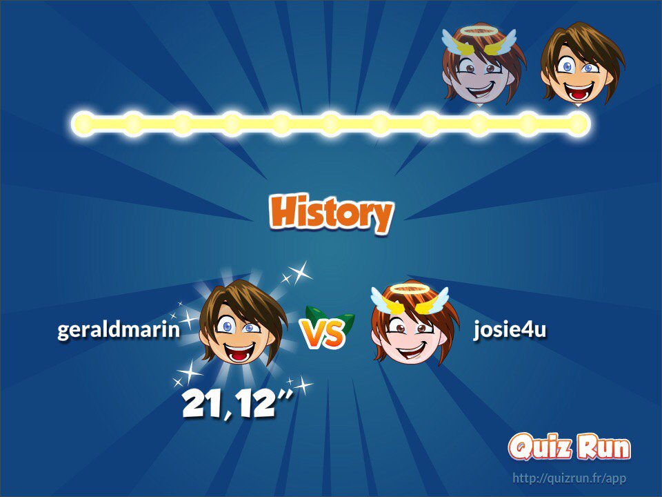 I defeated josie4u in Quiz Run. My username is geraldmarin quizrun.fr/rnS