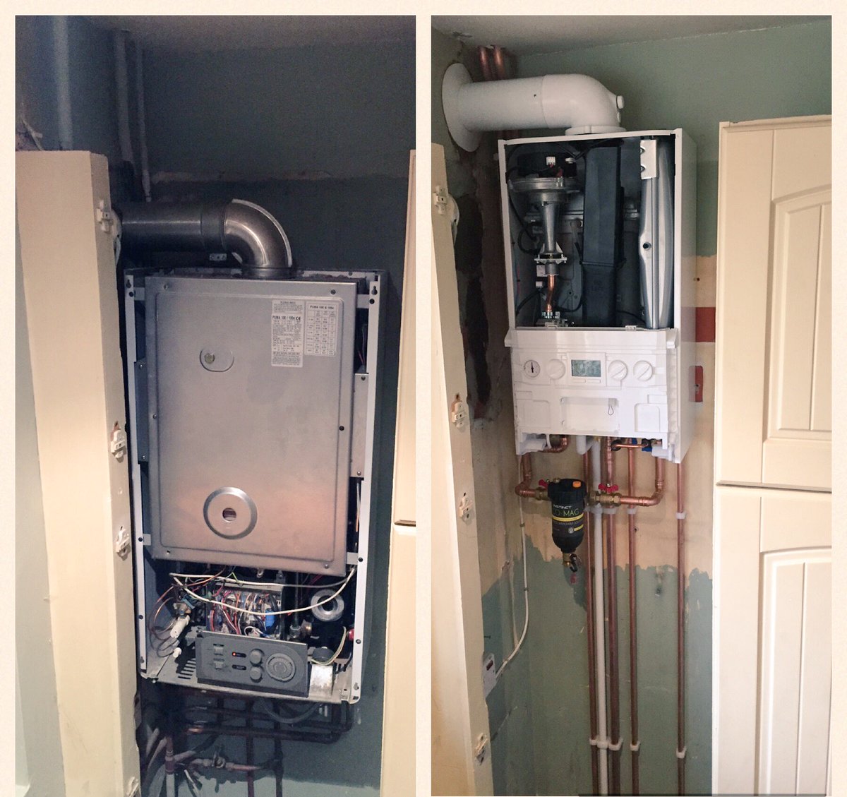TruecraftPHltd's tweet photo. Out with the old in with the new fully re piped and boiler sited higher. #ideallogic #ideal #boilers #heating #installerconnect #instinct https://t.co/MROO1dxiZ6