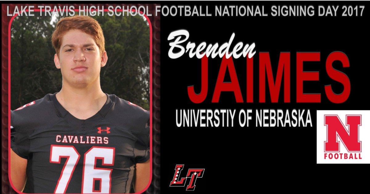 LTHSCavFootball's tweet photo. Congratulations Brenden Jaimes signing today with University of Nebraska. Go Cavs! https://t.co/b6e2tA5BwR