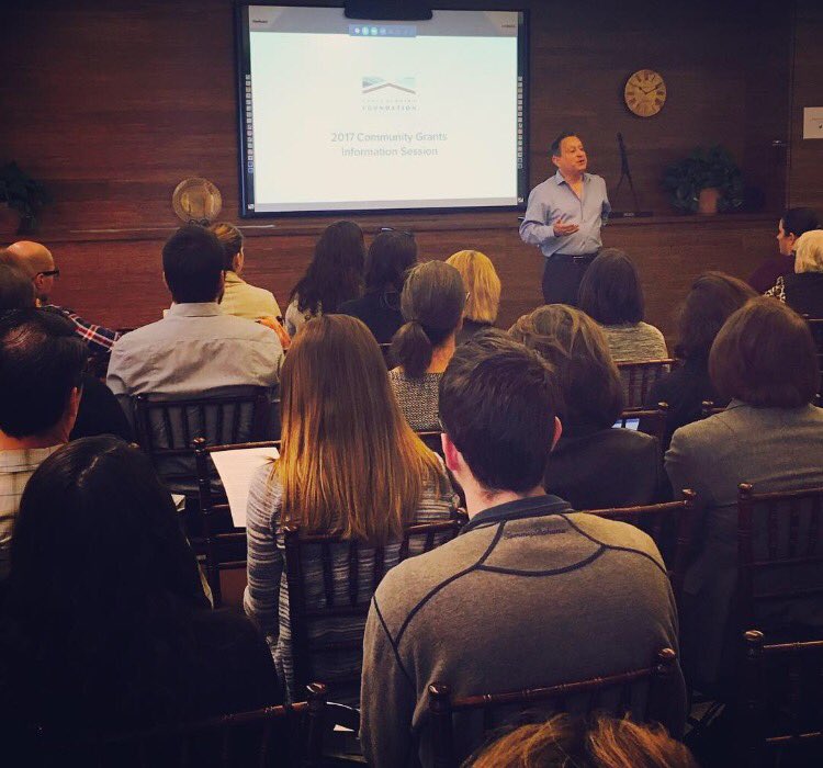 sbfoundation's tweet photo. "We learn from you." RVG, president & CEO, speaking to attendees at SBF's Community Investment Information Session. #AskSBF https://t.co/96hYXhxiWt