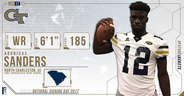 SEisbergWCIV's tweet photo. Here is the official Georgia Tech graphic for Fort Dorchester's Adonicas Sanders. https://t.co/fjF8dfgKsS