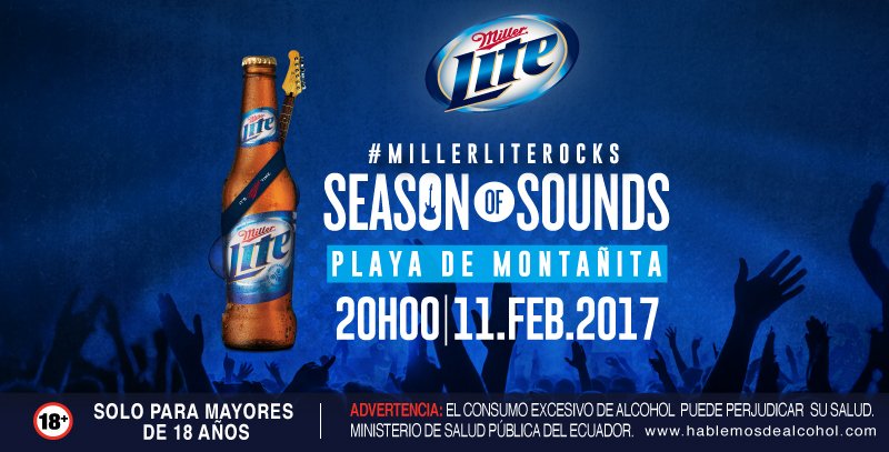 MillerLiteEc's tweet photo. Te esperamos mañana en Montañita, vamos todos a rockear con Anima Inside en este #SeasoOfSounds #MillerLiteRocks https://t.co/mc18aVkSEC