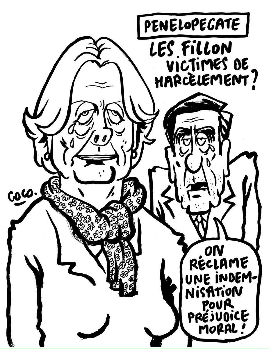 Nel_Ly85's tweet photo. #DessinDuJour 30/01/17 #Coco #PenelopeGate Les #Fillon #victimes #harcèlement #indemnisation #PréjudiceMoral #CharlieHebdo #JeSuisCharlie 😂 https://t.co/3nIHDtVPx2
