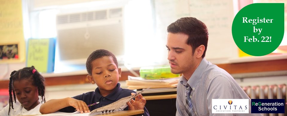 ReGenSchools's tweet photo. ReGeneration schools &amp; @civitasschools are hosting a Spring Teacher Fair on 2/25! Visit https://t.co/C1fcWrQOeC to learn more and register! https://t.co/1bshXzb4Sp