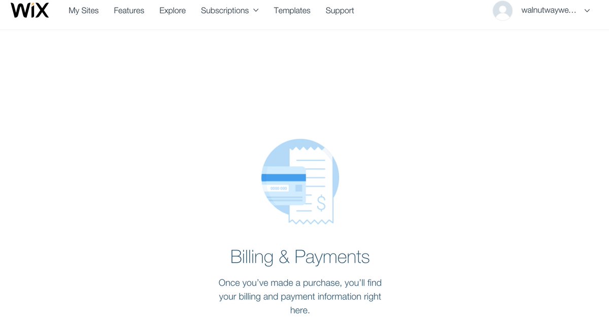 jebenair's tweet photo. @Wix Oh yeah?! That link goes to this page with NOTHING on it. No links, Ive gone into billing &amp; Payment with no solution. whats next??? https://t.co/yP6uMlwmAi