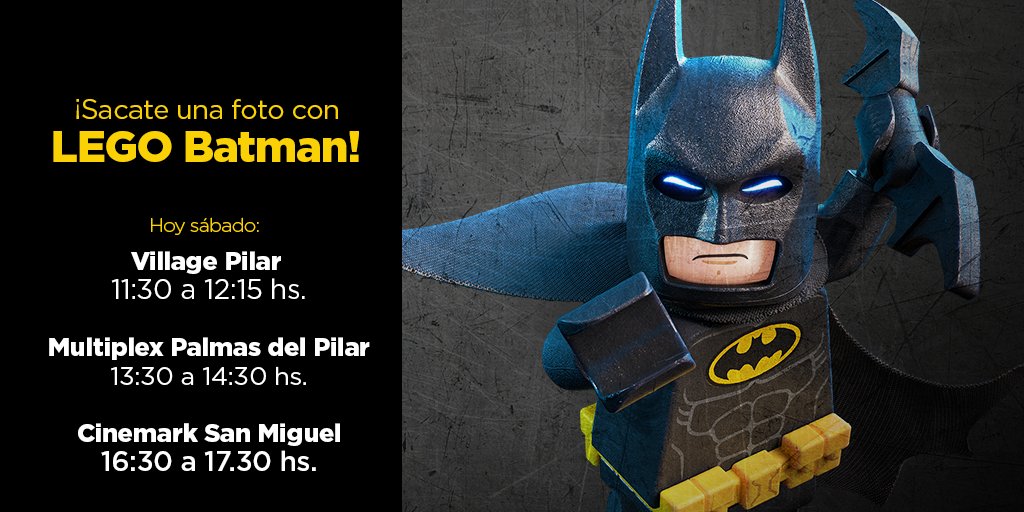WBPictures_Ar's tweet photo. Sacate una foto con #LEGOBatman y preparate para el estreno de su película. Hoy sábado 4/2 podés verlo en estos cines. ¡Te esperamos! https://t.co/la0qR3Z7hC