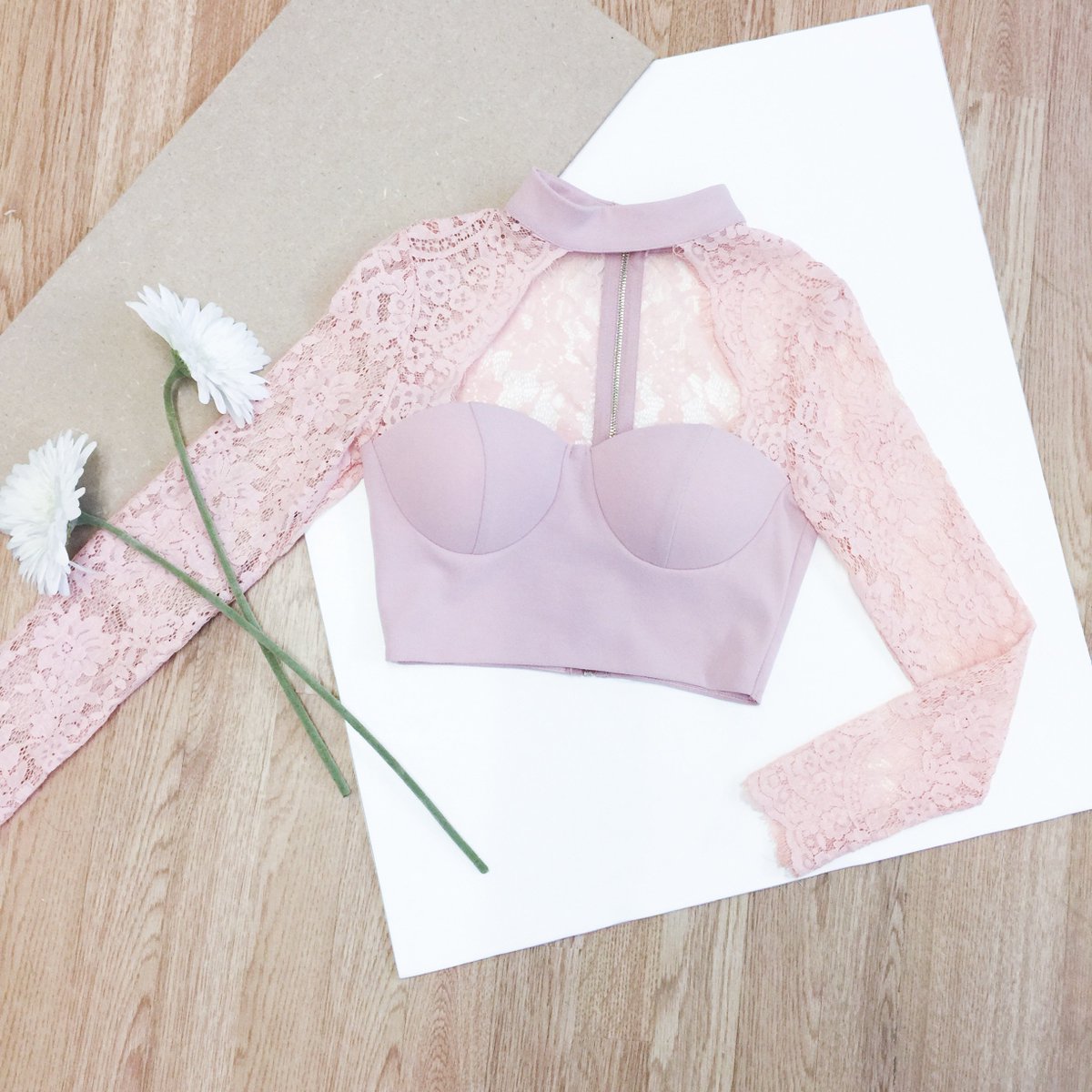 i_athleticsuk's tweet image. Too cute. 💕 &amp;gt;&amp;gt;&amp;gt; 🔎 Lace Sleeve Cropped Bustier In Pink - £17.99 + use SOCIAL10 for discount // #laceismore #prettyinpink #weekendstylegoals
