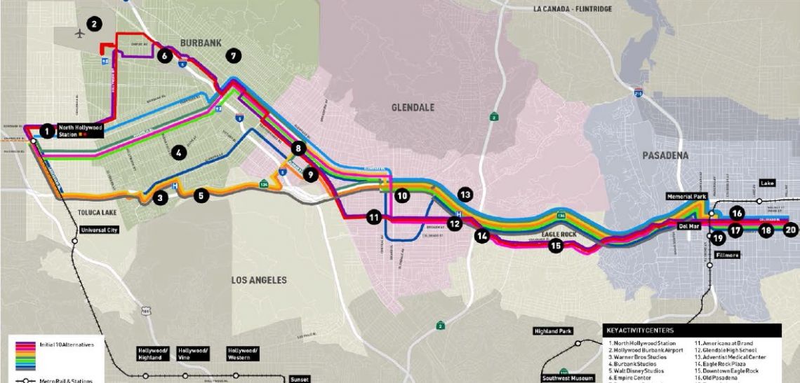UrbanizeLA's tweet photo. Proposed bus rapid transit line between North Hollywood and Pasadena could carry 18,000 daily passengers https://t.co/V7G3XnMGSt https://t.co/6BAPgm49Ud
