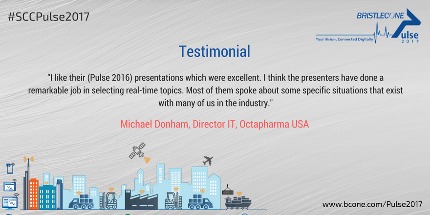BristleconeSCC's tweet photo. Here is what Michael Donham, Director IT, Octapharma gained from #Pulse2016. Check #SCCPulse2017 agenda here: https://t.co/mys0oLLK21 https://t.co/jmIGnr3kxy