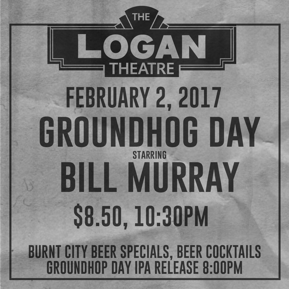 burntcitybeer's tweet image. Like pairing beer w/your movies? Get our #GroundHOPDay IPA tomorrow at @TheLoganTheatre before a screening of Groundhog Day.