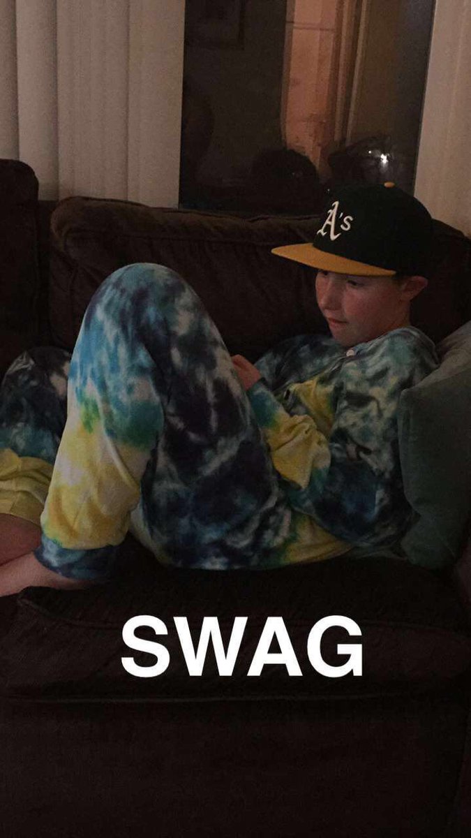 ambeezy10's tweet photo. @Shakabrodie my son was wearing his A's hat with pajamas last night. #HatTweet https://t.co/EhbmF9c36g