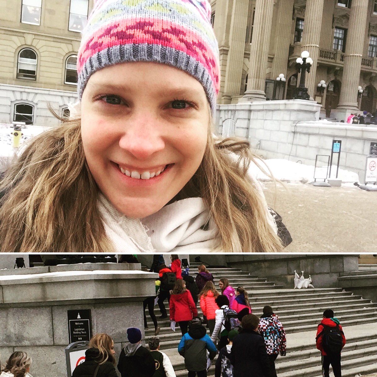 Kate_P_T's tweet photo. Not a bad day at all for #winterwalkday #yeglegislature #headoutside #steps #freshair @EverActiveAB https://t.co/d1HNIZx8gG