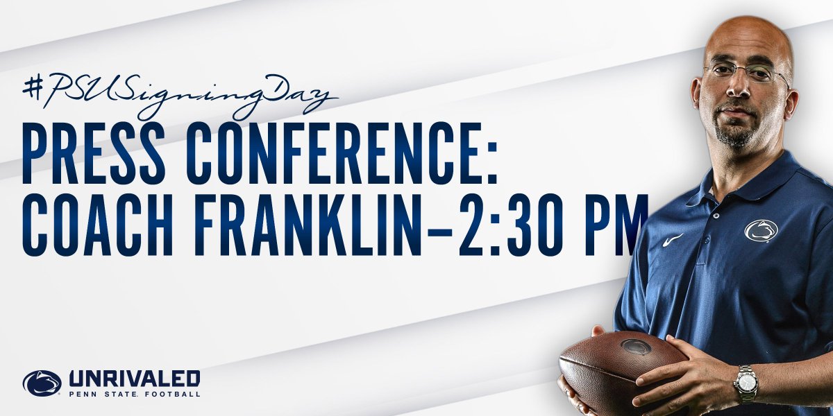 STREAMING NOW >> <a href="/coachjfranklin/">James Franklin</a> #PSUsigningday Press Conference via <a href="/GoPSUnow/">GoPSUnow</a> 

gopsu.info/PSUSigningDay17