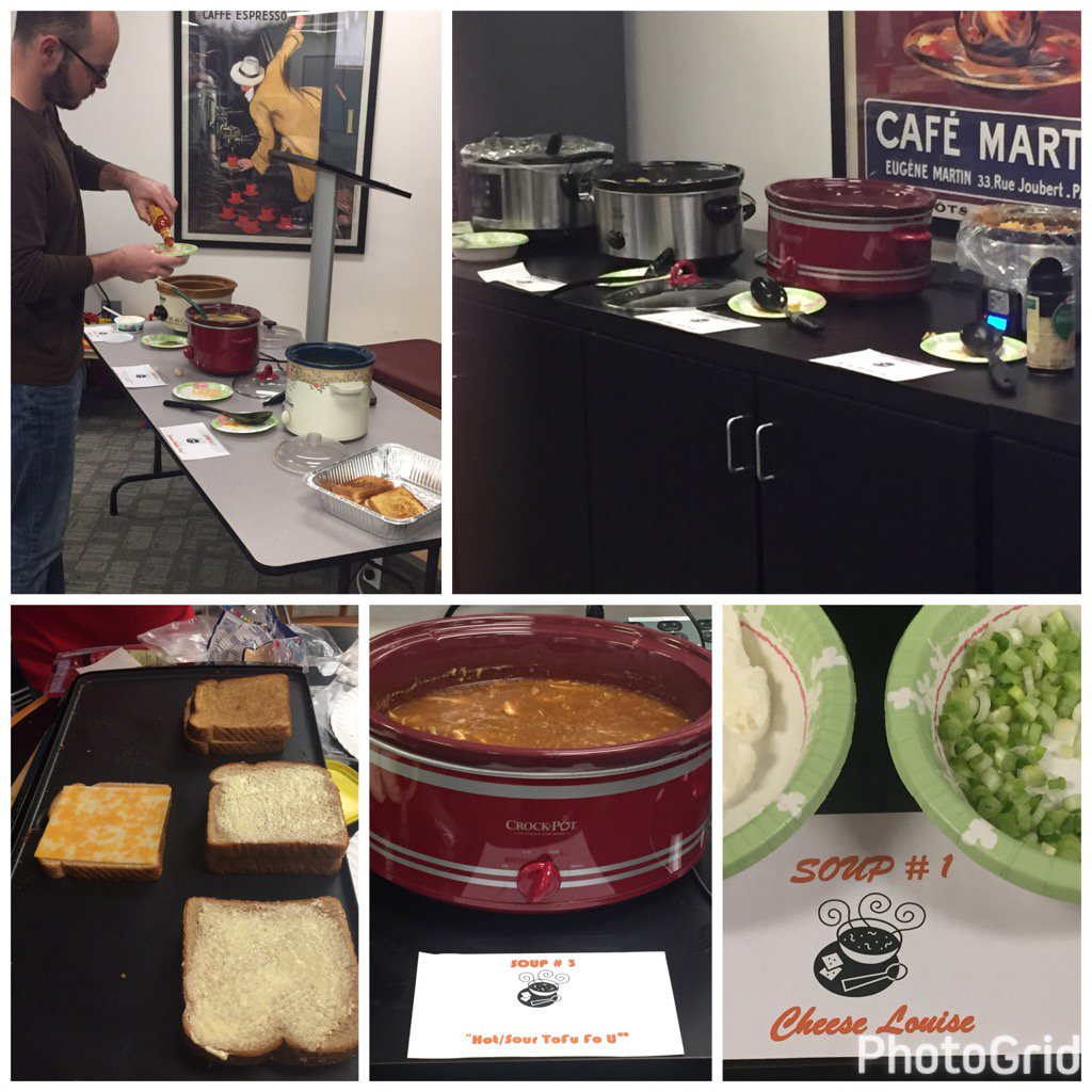 Dirxion's tweet photo. 7 yummy soups for our annual #soupcontest, along with the added bonus of grilled cheese! #Delish #DirxionFun https://t.co/1UecjOur6C