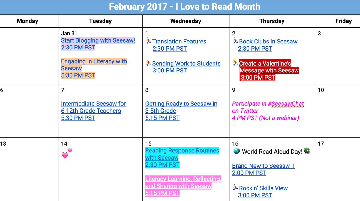 Seesaw's tweet photo. February's PD in your PJs webinar schedule focuses on literacy. Check it out and join us! https://t.co/NdwJKA1dtG https://t.co/gQp5DS5XEU