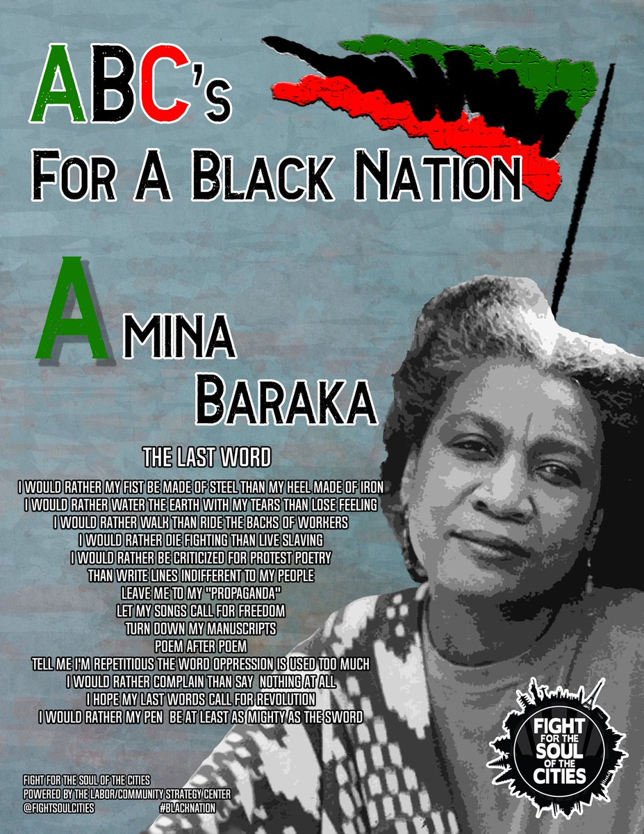 FightSoulCities's tweet photo. #ABC4BlackNation #AminaBaraka #BlackHistory365 #BlackHistoryMonth #FreedomDreams #BlackNation #BlackHistoryMatters https://t.co/qbghBU69gV https://t.co/MQH5wUk5lo