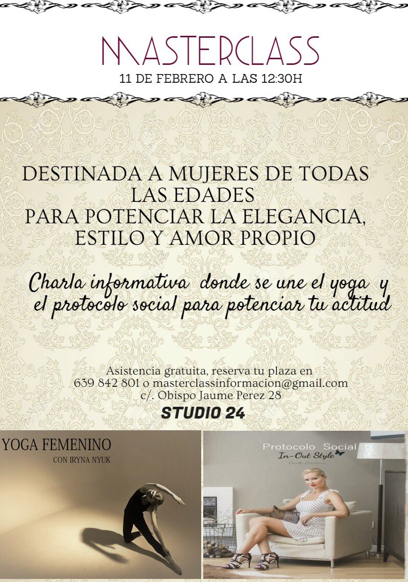 in_out_style's tweet photo. #masterclassvalencia #yogafemenino #elegancia #estilo #amorproprio #envalencia https://t.co/e3yqXN9qEz