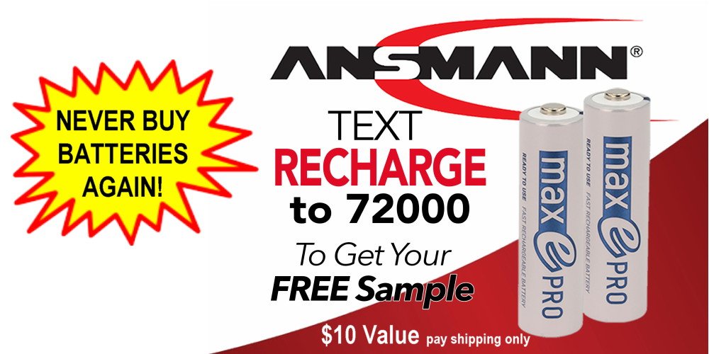 Limited Time: FREE SAMPLE of our best-selling rechargeable batteries. TEXT "RECHARGE" to 72000