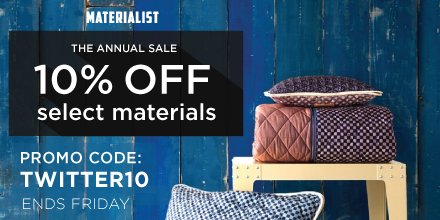 Save 10% off --> materialist.com  using the promo code "TWITTER10" until Friday #sale