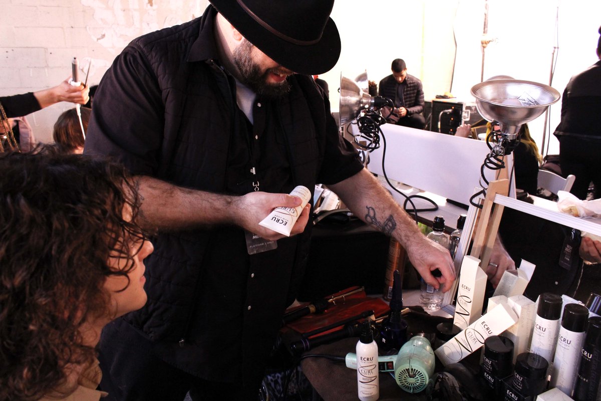 ECRUNewYork's tweet photo. #EcruNewYork at backstage of #NYFW17 #mens wear: Carlos Campos. #ECRUdoesNYFW #CurlPerfect #DefiningStylingPotion #Texture #StylingBalm https://t.co/6WrKjcdIid