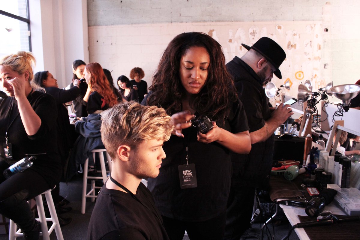 ECRUNewYork's tweet photo. #EcruNewYork at backstage of #NYFW17 #mens wear: Carlos Campos. #ECRUdoesNYFW #CurlPerfect #DefiningStylingPotion #Texture #StylingBalm https://t.co/6WrKjcdIid