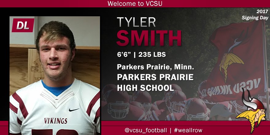 VCSU_Football's tweet photo. Welcome to the Viking Brotherhood - Tyler Smith @TylerS3499, OL, Parkers Prairie HS 
#WeAllRow #VikingBrotherhood https://t.co/dfZQSwmuhA