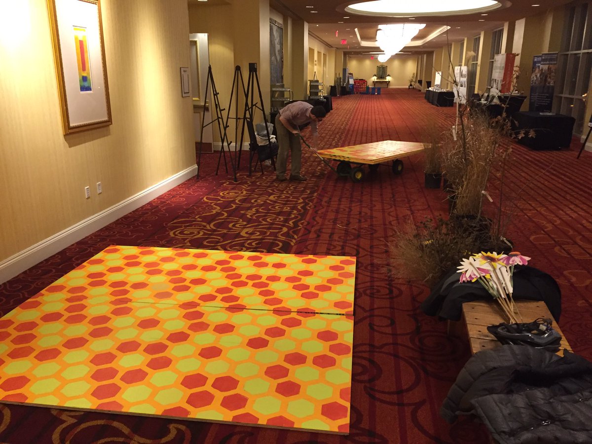 RunDMC85's tweet image. Helping @SWTlivingDesign @PGAVPLANNERS setup pollinator themed flooring for our parklet at the @NewPartnersConf. Stop by if attending!!!