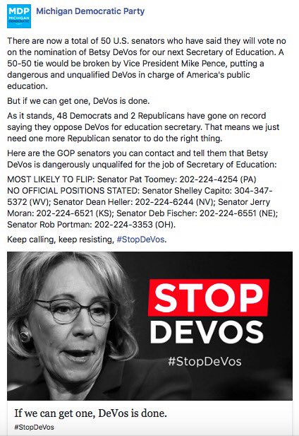 MichiganDems's tweet image. #CallToAction #StopDeVos