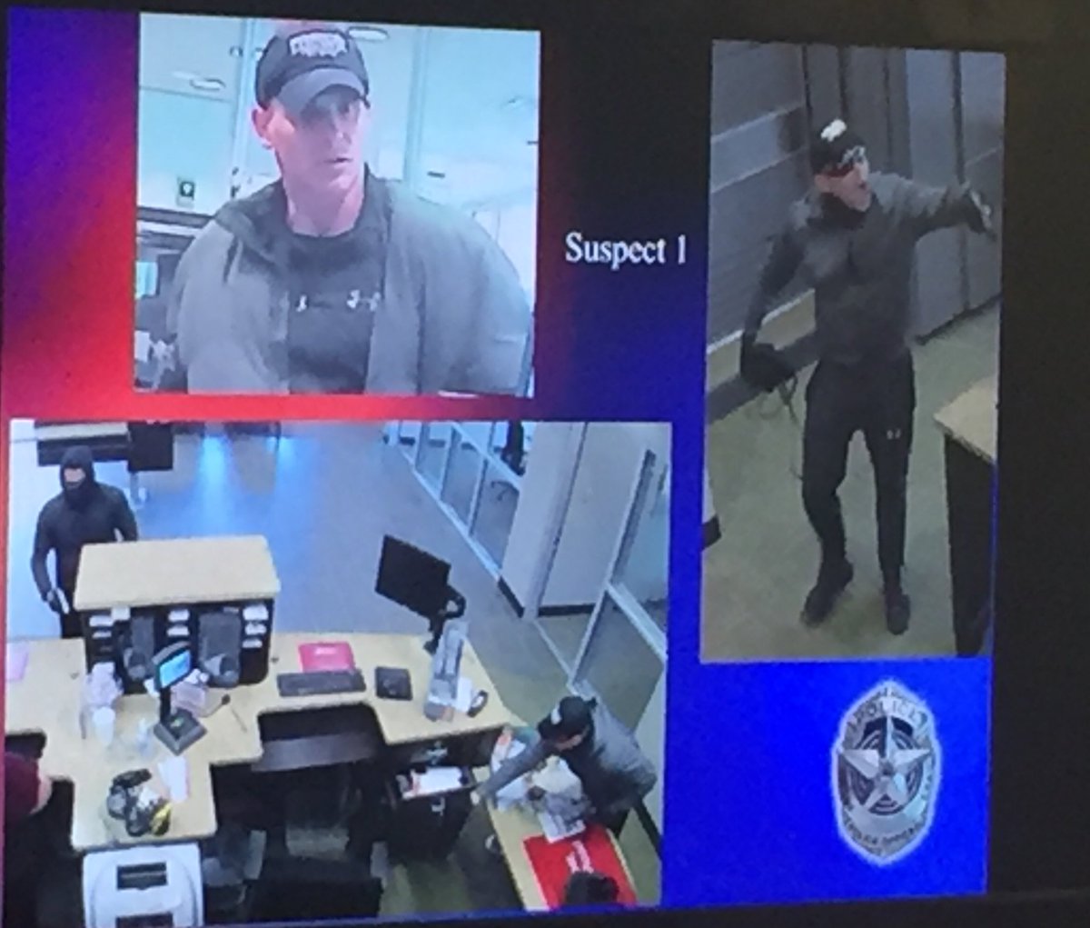 Fox4Natalie's tweet photo. .@DallasPD: help ID 2 serial bank robbers. Bank hit today on Live Oak St. Shots fired in 2most recent robberies of 7, plus 1 in AK @FOX4 https://t.co/QI98INSYAK