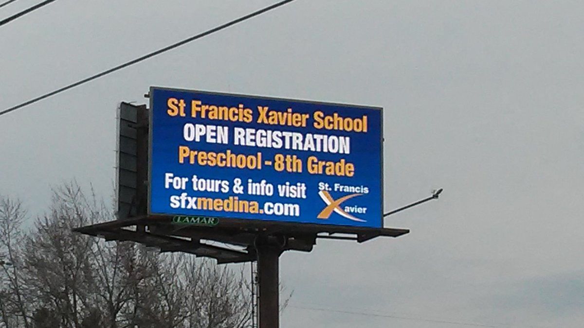 Irish50k's tweet photo. Our school on the digital billboard Route 18 east of Route 94.  Pretty cool!  Nice job @sfxseislove https://t.co/Vkl61FQ95V