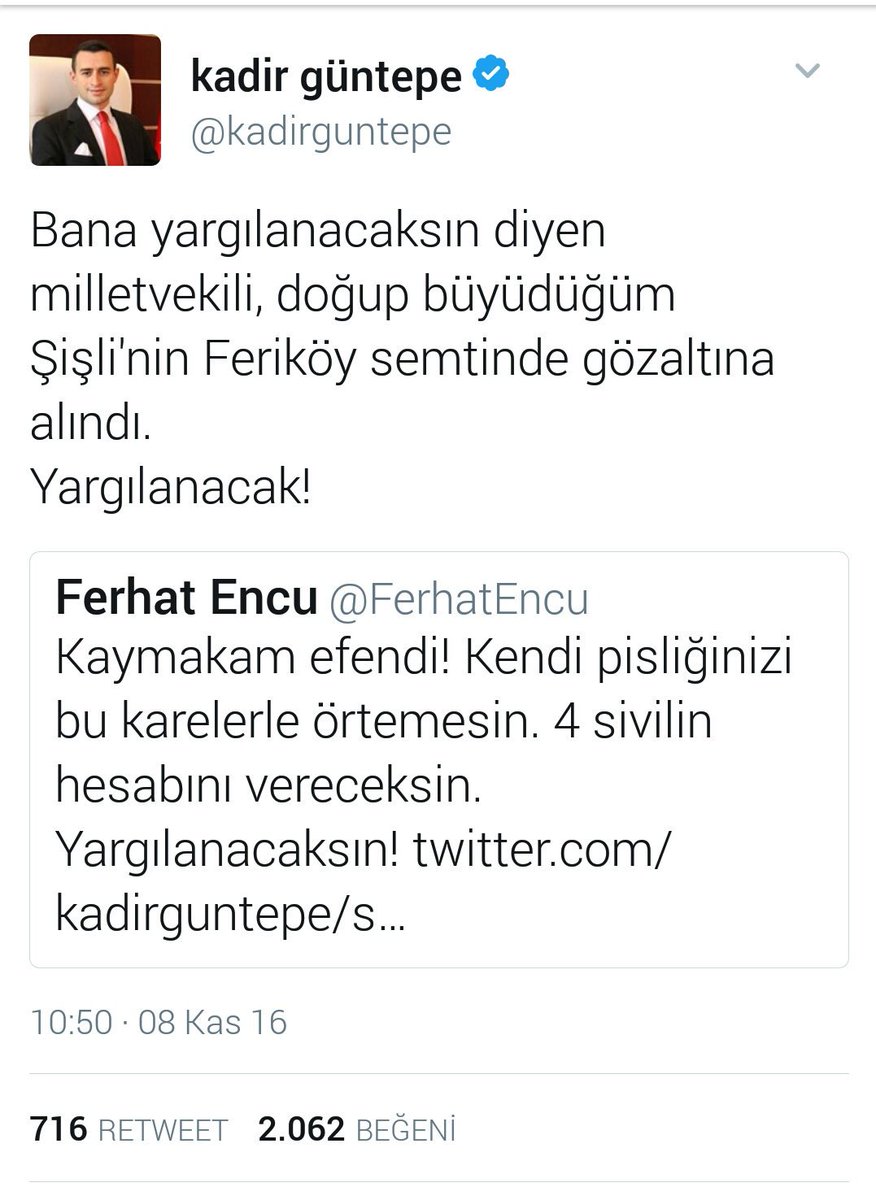 Milletvekilimiz Ferhat Encü haklı çıktı.
Kaymakam kadir bugün tutuklandı!
Yargılanacak!