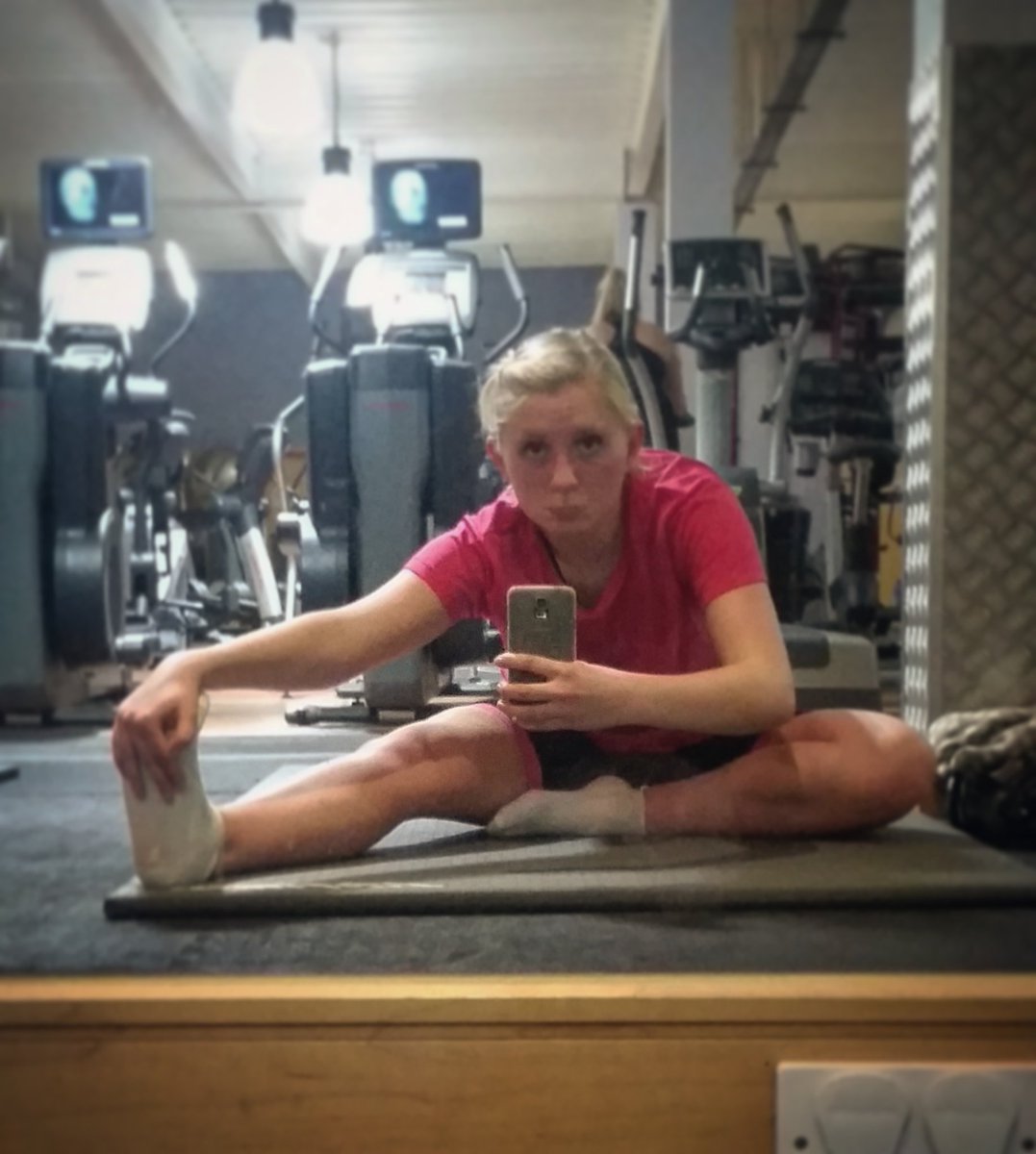 Had to do some stretching instead of my run off the bike tonight cause of a dodgy calf muscle 😢 annoying but better to be safe than sorry!!