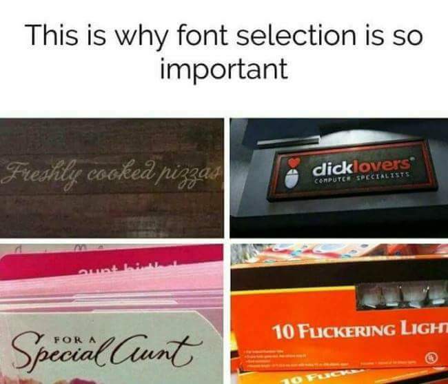 swancreate's tweet photo. This is why font selection is so important... #design #fonts #funny #signfun #design #designfail #funnyart #GraphicDesign #photoshop https://t.co/DVbavWlEIh