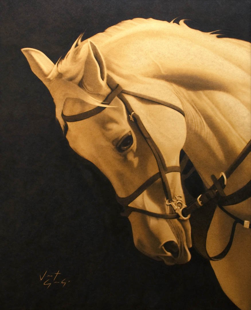 GuariscoGallery's tweet photo. This is an American painting called "Torch Horse" by Vincent George. #artforsale #fineart #equestrianart #horses #equestrian #washingtondc https://t.co/mqUNNOJKrX