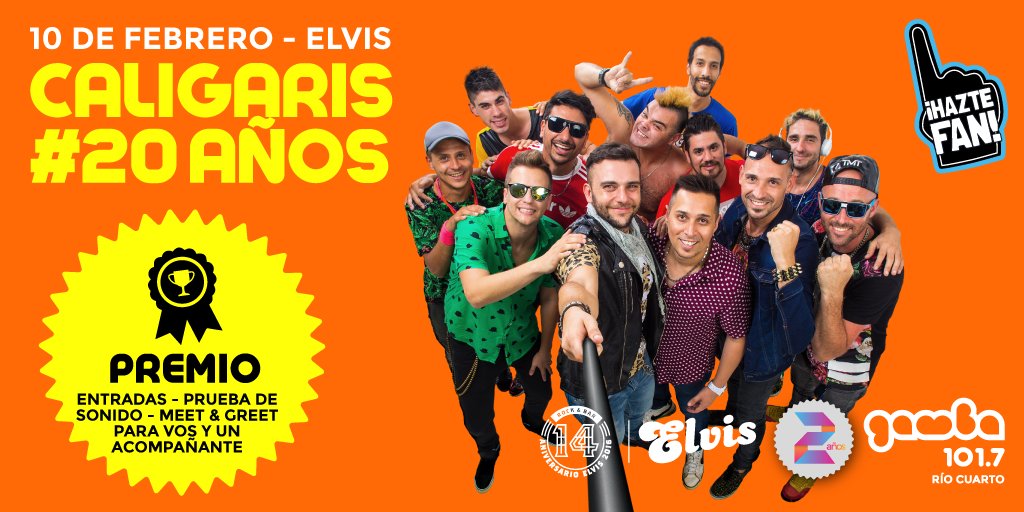 GambaRio4's tweet photo. #TodosLocos con @LOSCALIGARIS el 10 de Febrero en @elvisriocuarto !! y tenes que estar!!! Da RT + 3DNI y participá! https://t.co/VXOrMK9oyL