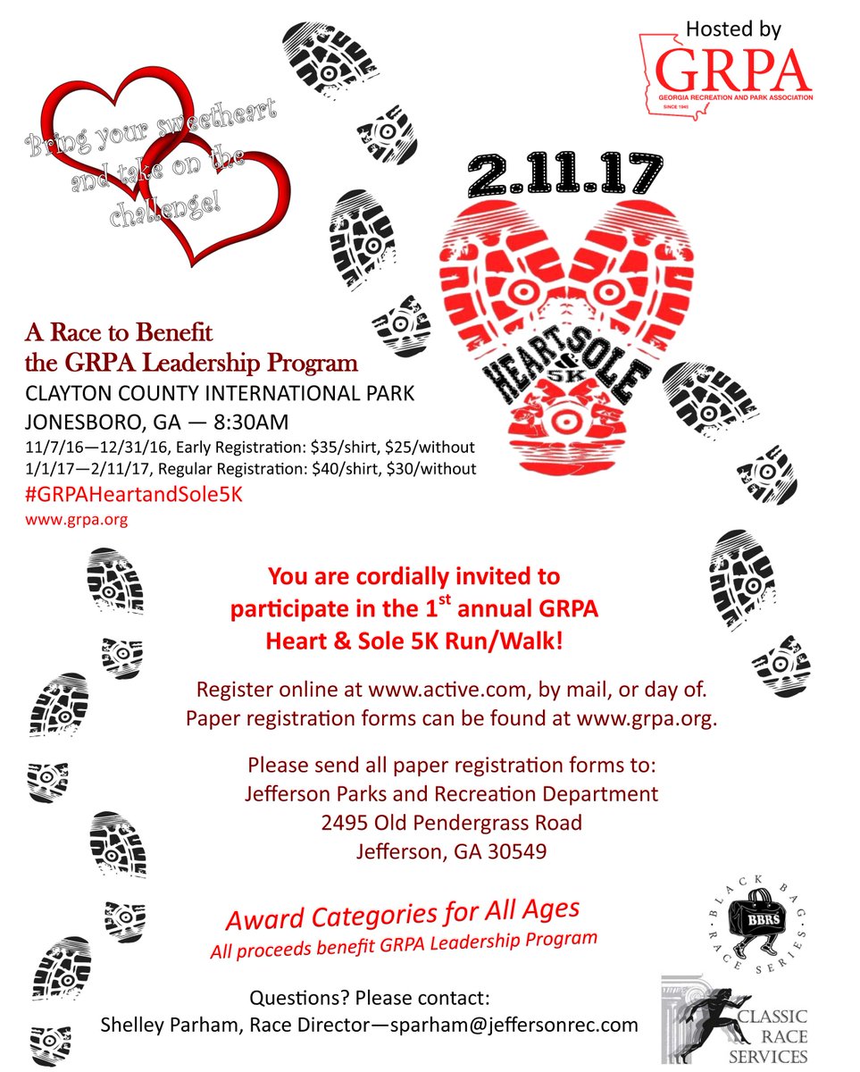 As Valentine's Day approaches come out with your sweetheart and walk/run for a good cause! #heartandsole5k #claytonathletics #letsrun #grpa