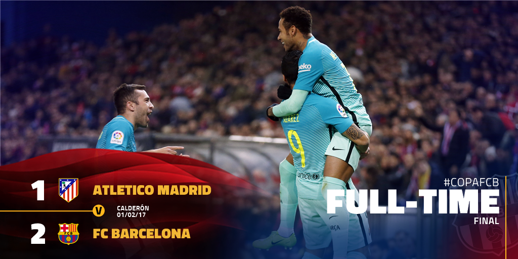 fcbarcelona_id's tweet photo. 📍 AKHIR LAGA DI CALDERÓN!!
⚽️ Atlètico, 1 (Griezmann) - Barça, 2 (Suárez, Messi)
#FCBlive #CopaFCB #ForçaBarça https://t.co/zniAIIobGR