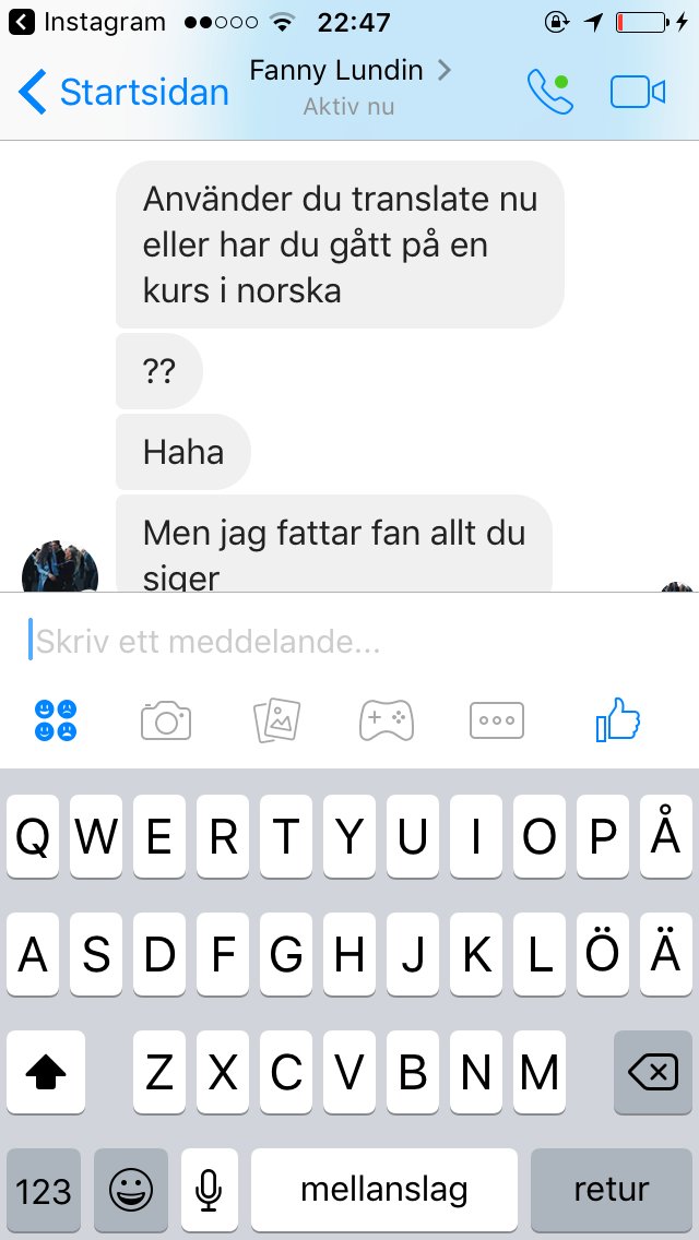 LundinMatilda's tweet photo. Jeg er flink på Norsk. Du kan kalle meg for Translate https://t.co/6CRw67LsmS