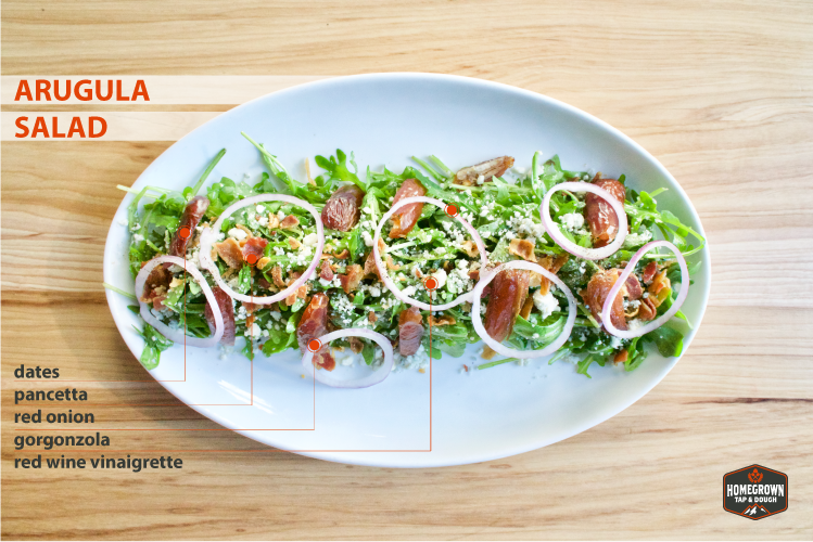 The ARUUUUUGULA Salad. Extraordinary tasty salad only at Homegrown Tap &amp; Dough