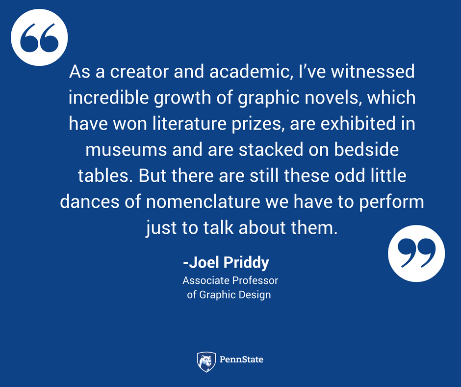penn_state's tweet photo. #PennState graphic design prof. @pulpatooner delves into graphic novels' misleading moniker 
@ConversationUS https://t.co/48CxYnYxlt https://t.co/kGE3Gu53px