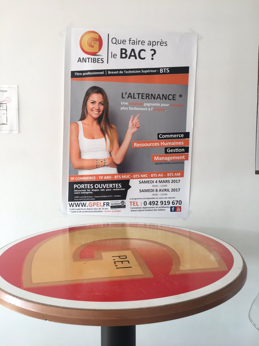 PreventPro's tweet image. Spécialistes du dispositif alternance, nous organisons une porte ouverte le samedi 4 mars 2017 à Antibes. PROGRAMME sur notre site GPEI.FR