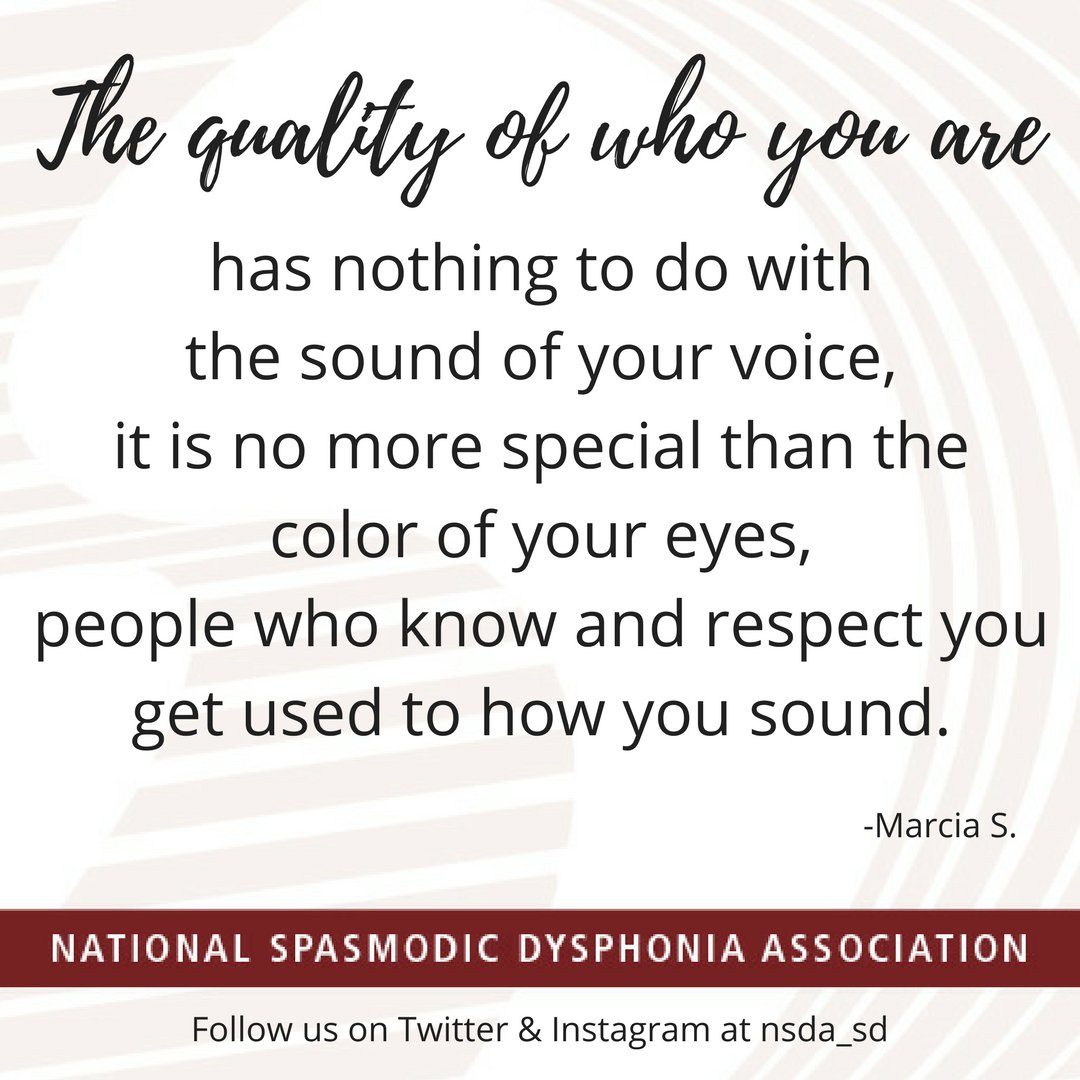 Dysphonia International (@dysphonia_intl) on Twitter photo Have any words of wisdom? Share with us at nsda@dysphonia.org #wednesdaywisdom #NSDA #speakout4sd #SD #dysphonia #dystonia #voice Have any words of wisdom? Share with us at nsda@dysphonia.org #wednesdaywisdom #NSDA #speakout4sd #SD #dysphonia #dystonia #voice