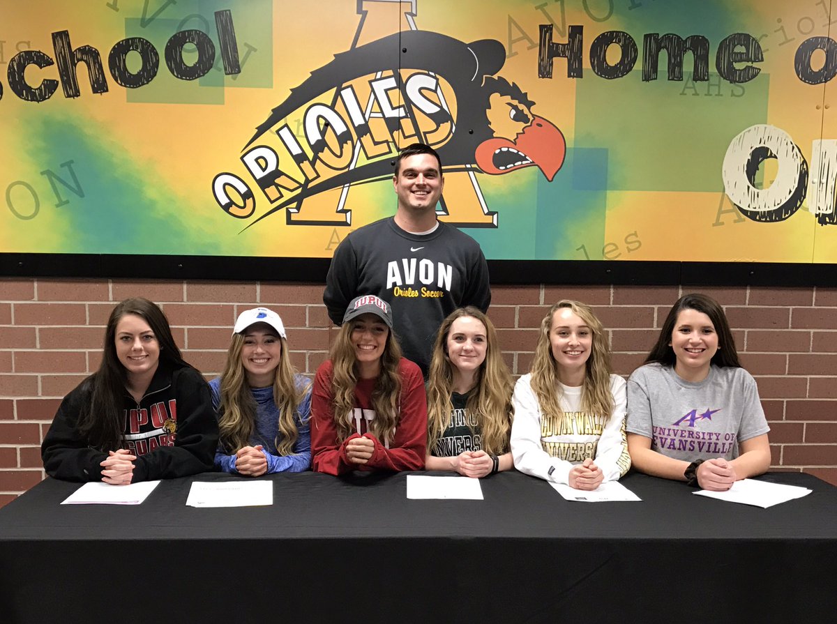 AvonGirlsSoccer's tweet photo. Congrats 2017 Seniors on Signing Day! 7 of our 8 srs will go on to play at the collegiate level. 5 of the 7 are D1 programs! #goodluck!! https://t.co/XQrWhoXc2r