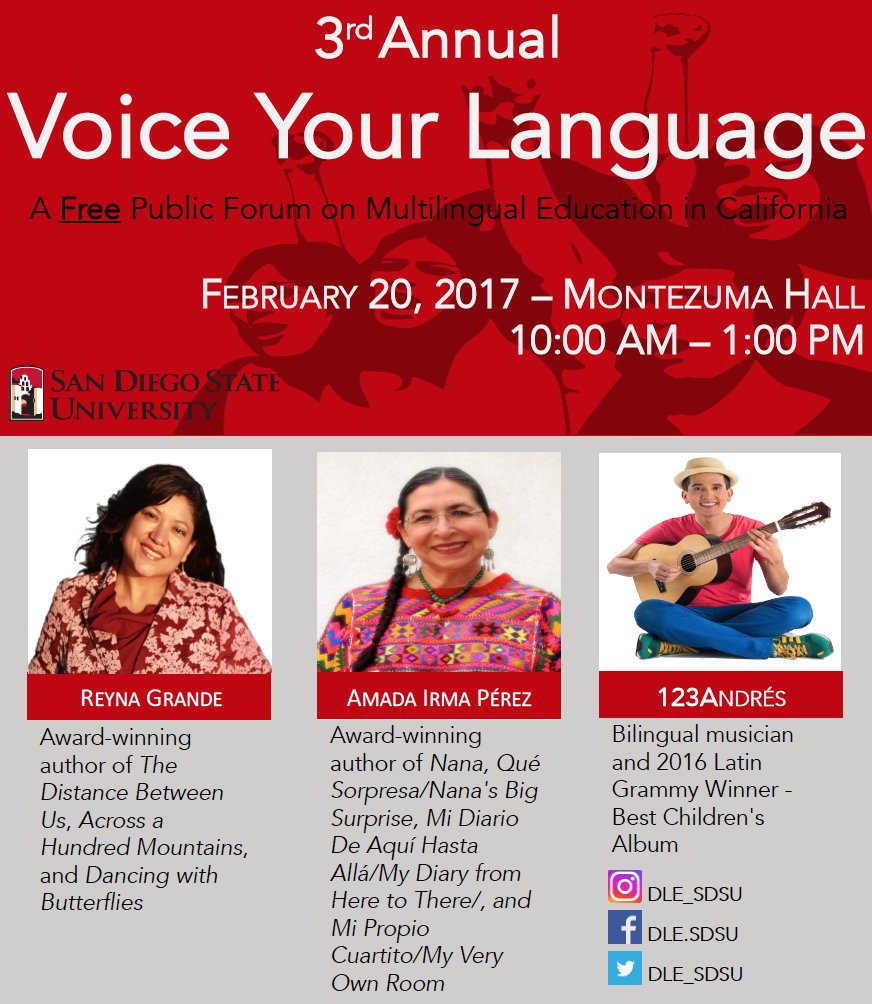 Register for DLE's 3rd Annual Voice Your Language Forum on Monday, Feb. 20 from 10AM-1PM, made possible by Student Success Fee funding!