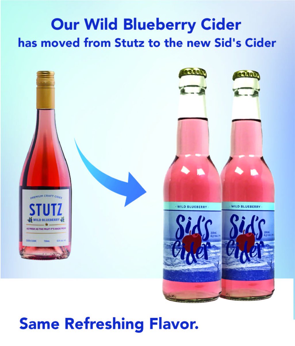Dd you know that our Wild Blueberry Cider is moving over to the Sid's Cider Collection? Same big blueberry flavour, smaller bottle.