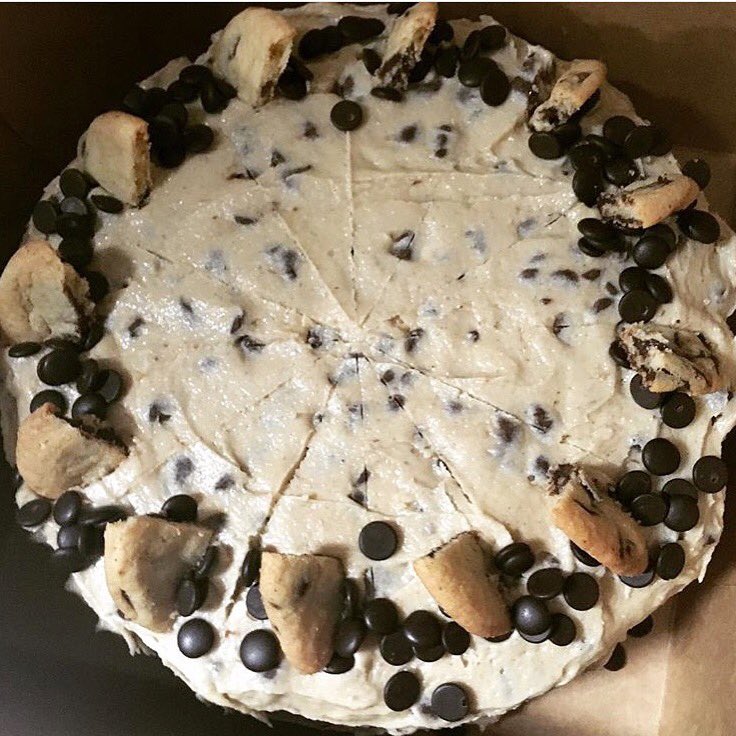 Our new Chocolate Chip Cookie Dough cake is the bomb. Much love to <a href="/WednesdayPieDen/">Wednesday's Pie</a> for this beauty!