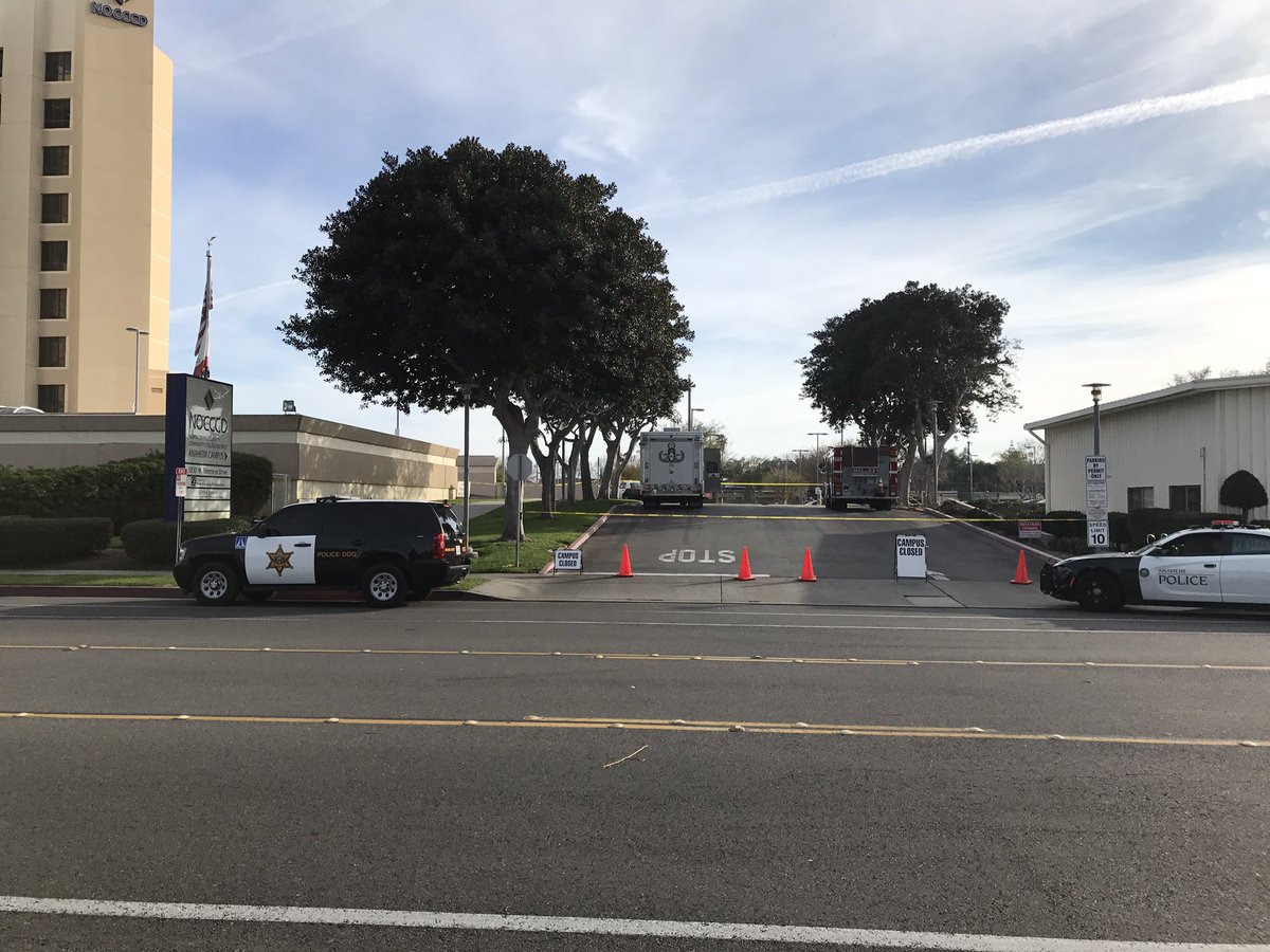 AnaheimPD's tweet photo. UPDATE: AF&amp;R HazMat and OCSD Bomb Squad on scene beginning search. @City_of_Anaheim @AnaheimFire @OCSD #APD #NOCCCD https://t.co/cUGZMoekmZ