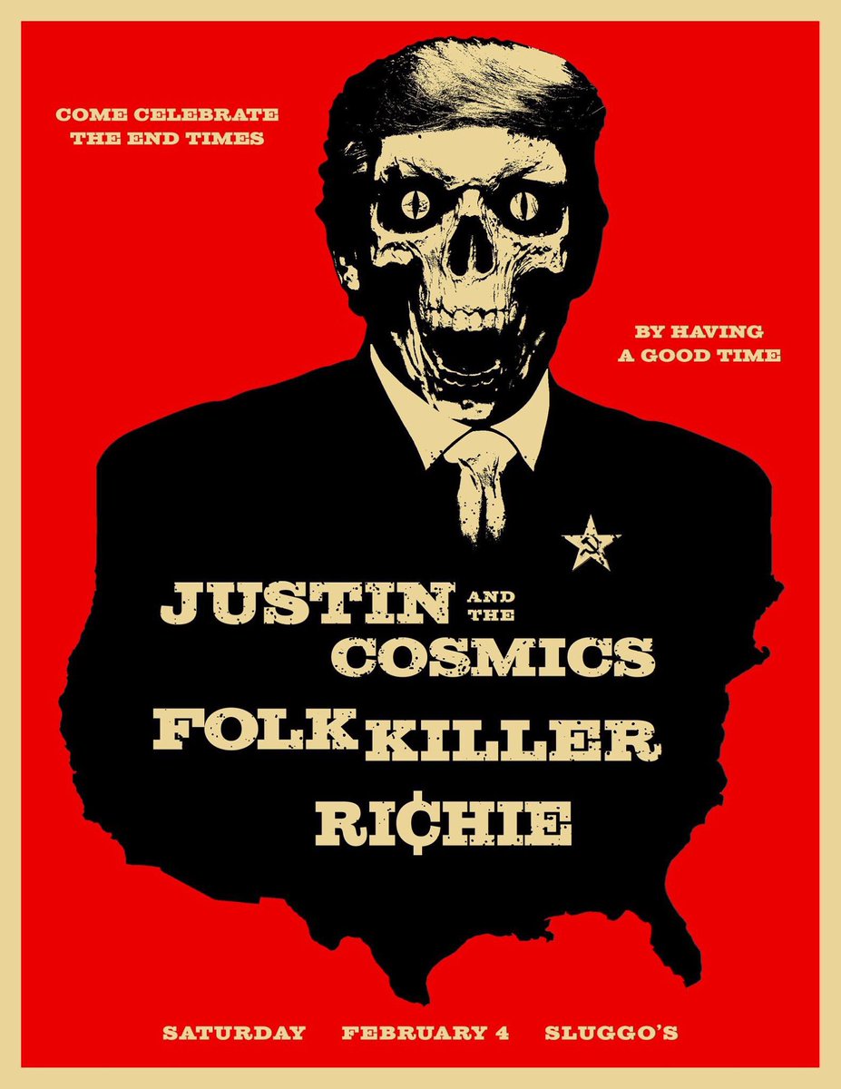 <a href="/SWEETBABYRICHIE/">Richie Kirkpatrick</a> <a href="/JustinCosmics/">Justin & The Cosmics</a> <a href="/FolkKiller/">FOLKKILLER</a> <a href="/SluggosNorth/">Sluggo's North</a> Saturday Feb 5
#Chattanooga