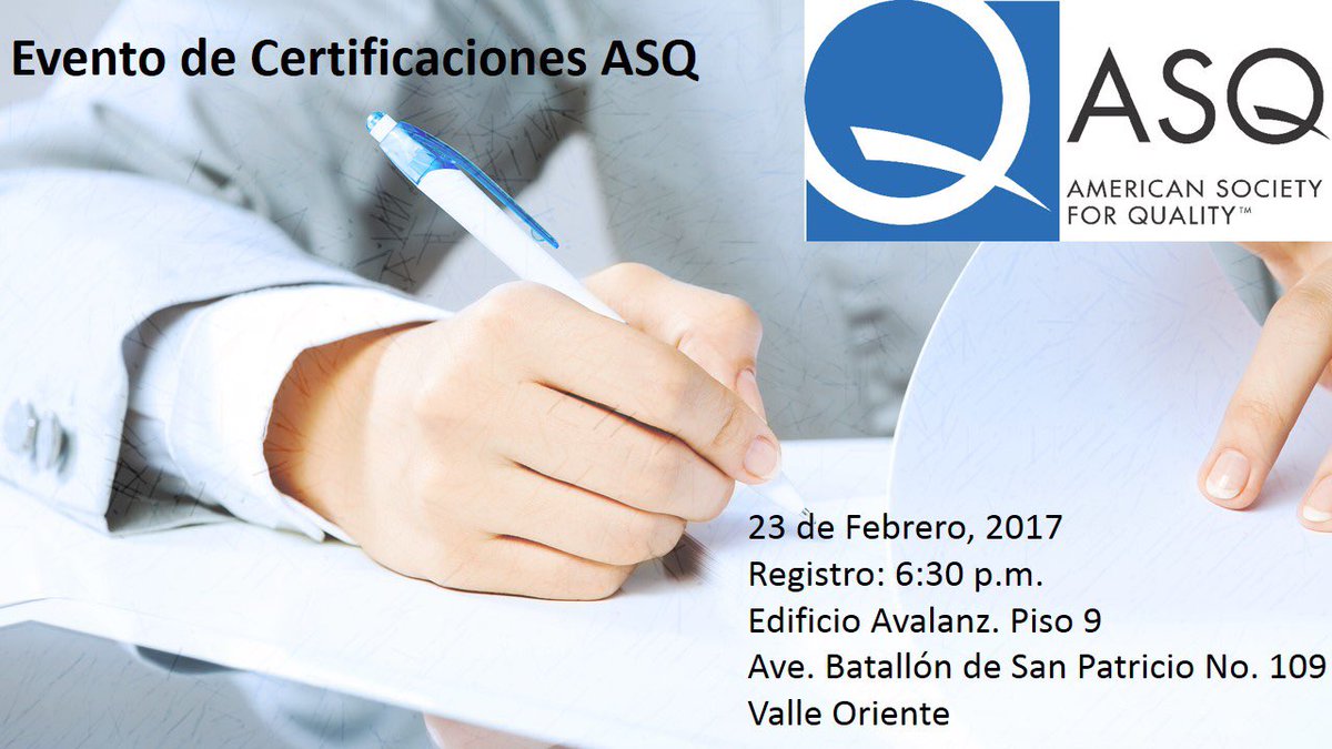 asqmty's tweet photo. Todo sobre #certificaciones en #calidad de #ASQ en #Monterrey en #Febrero 2017!!! https://t.co/neryjv5Lrt